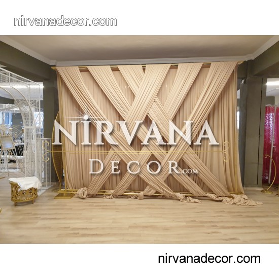 Kumaş Süslemeli Gold Nişan Arka Fon 