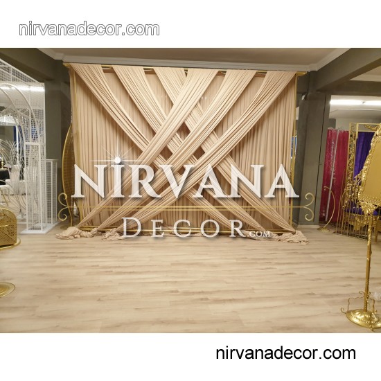 Kumaş Süslemeli Gold Nişan Arka Fon 