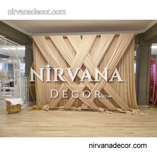 Kumaş Süslemeli Gold Nişan Arka Fon 