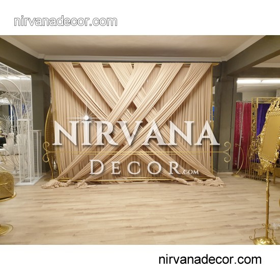 Kumaş Süslemeli Gold Nişan Arka Fon 