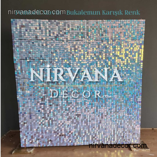 Pembeli Mavili Bukalemun Işıltılı Pullu Panel 210x210 CM Pembeli Mavili Bukalemun Işıltılı Pullu Panel 210x210 CM