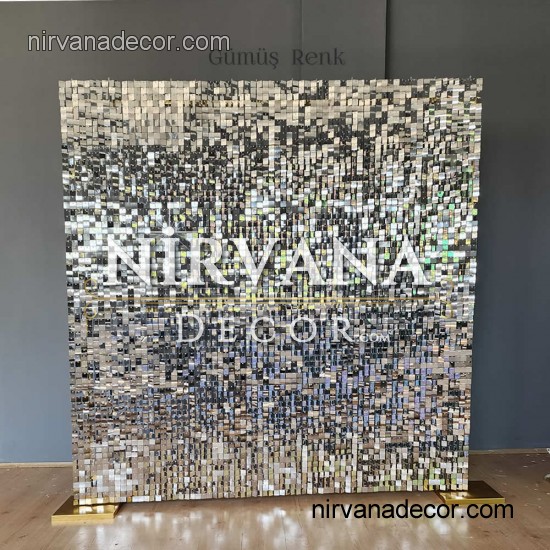 Gümüş Işıltılı Pullu Panel 210x210 CM Gümüş Işıltılı Pullu Panel 210x210 CM