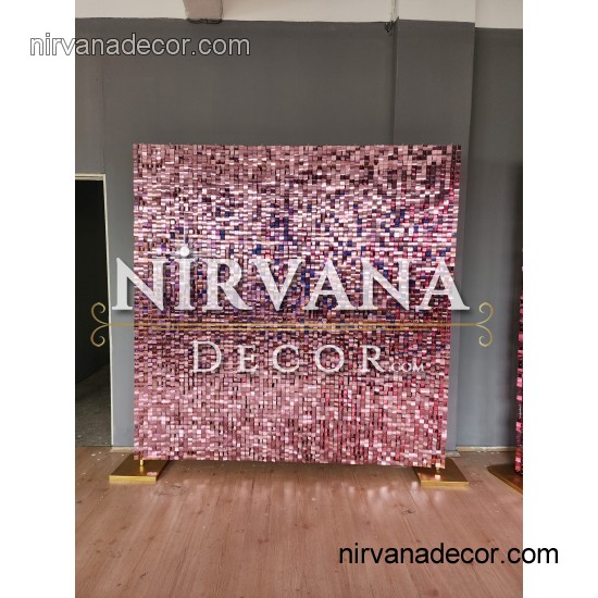 Pudra Pembe Işıltılı Pullu Panel 210x210 CM Pudra Pembe Işıltılı Pullu Panel 210x210 CM