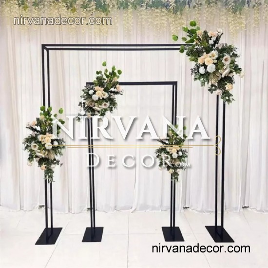 Siyah Kare Düğün Kemeri ve Arka fon Dekor Standı