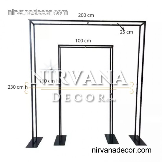 Siyah Kare Düğün Kemeri ve Arka fon Dekor Standı