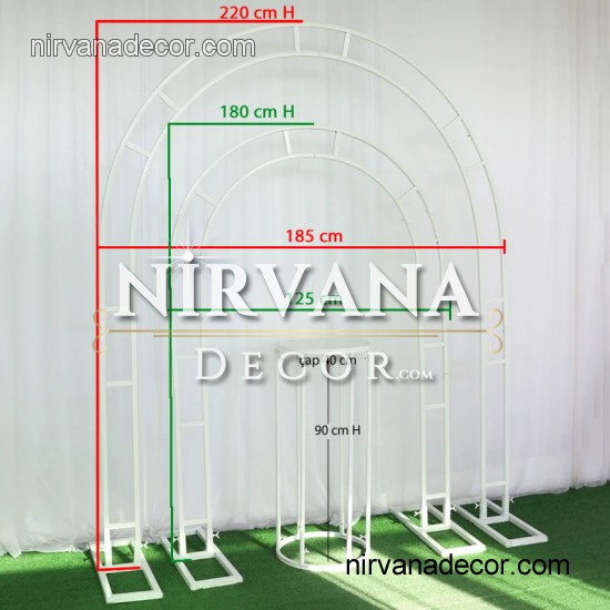 Düğün 3lü arka fon tag demiri sehpa set 