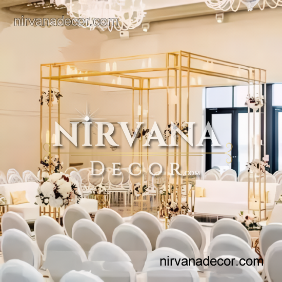 Kare metal gold boyalı düğün gazebosu