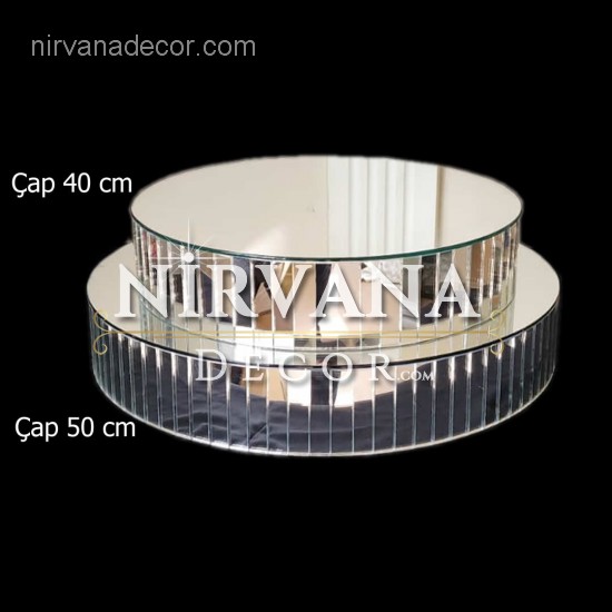 Düğün Masa Ortasi Piyano Ayna 50 cm çap