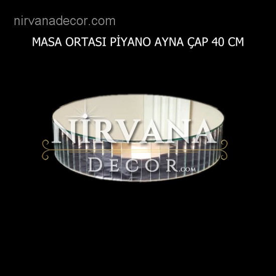 Düğün Masa Ortasi Piyano Ayna 50 cm çap
