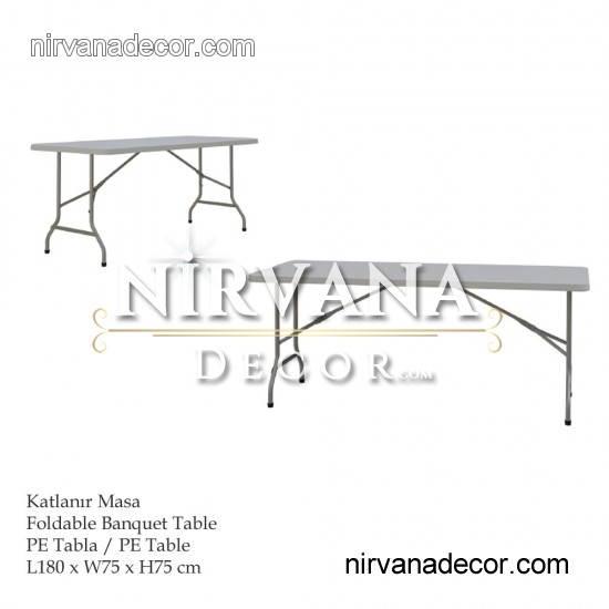 Plastik Dikdörtgen banket Masa 180x75 cm 