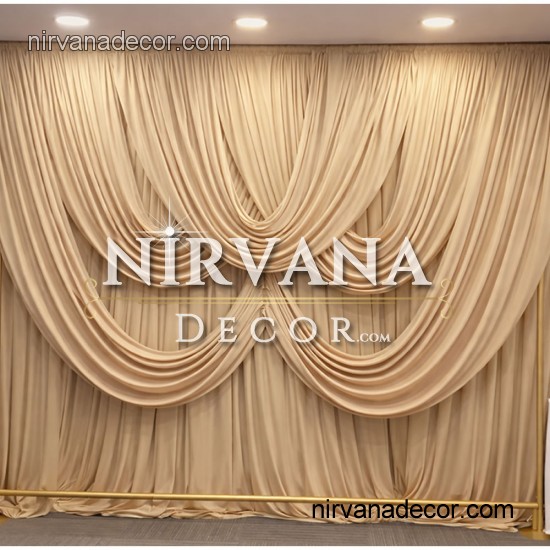 Mat Serisi - 5li Drape Perde Takımı - Premium Dekoratif Fon Perde Seti