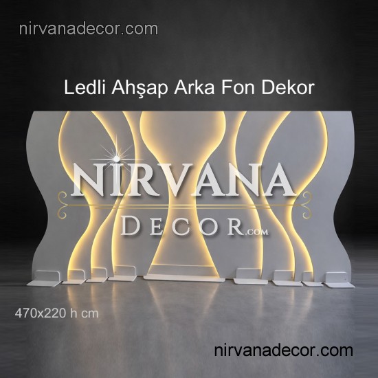 Ledli Ahşap Arka Fon Dekor (470x220 cm)