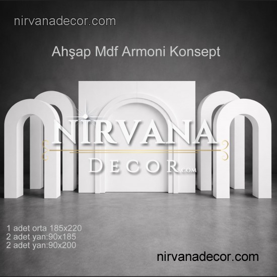 Ahşap MDF Armoni Konsept Düğün ve Etkinlik Arka Fon Seti - 5 Parça