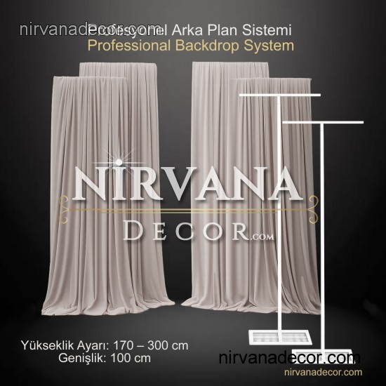 Profesyonel Arka Plan Sistemi | Ayarlanabilir Fon Standı 170-300 cm