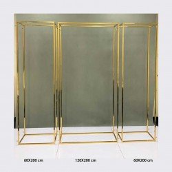 Dikdörtgen Metal Düğün Arka fon Demiri 3lü  Gold Kaplama 