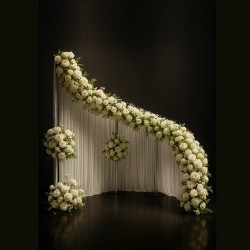 Kavisli Arka Fon Metal – Ayarlanabilir Dikey Direkli