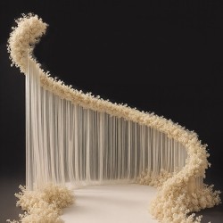 Çift sıra demirli Kavisli Çiçekli Giriş Yolu – Kumaş Perde & Metal Konstrüksiyon 