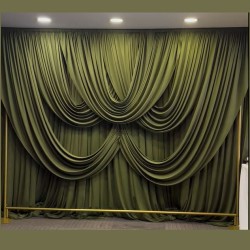 Mat Serisi - 5li Drape Perde Takımı - Premium Dekoratif Fon Perde Seti