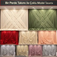 Mat Serisi Çapraz Arka fon Perde Kumaş  – Çoklu Renk  Düğün & Organizasyon Dekoru