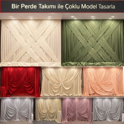 Mat Serisi Çapraz Arka fon Perde Kumaş  – Çoklu Renk  Düğün & Organizasyon Dekoru