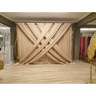 Kumaş Süslemeli Gold Nişan Arka Fon 