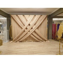 Kumaş Süslemeli Gold Nişan Arka Fon 