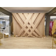 Kumaş Süslemeli Gold Nişan Arka Fon 