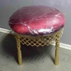 Yuvarlak Bordo Kına Koltuğu Puf