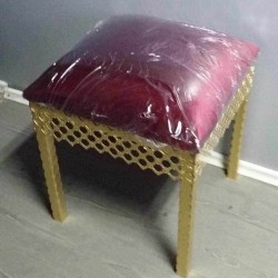 Yuvarlak Bordo Kına Koltuğu Puf