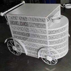 Beyaz Papatya Pasta Servis Arabası
