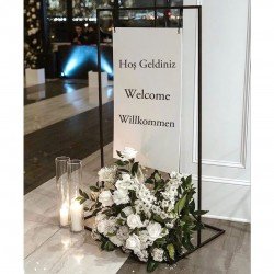 Dikdörtgen Metal Düğün Hoş Geldiniz Tabela Standı – V2 