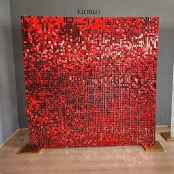 Kırmızı Işıltılı Pullu Panel 210x210 CM 