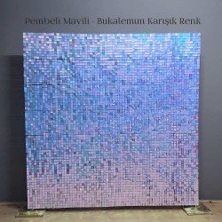 Pembeli Mavili Bukalemun Işıltılı Pullu Panel 210x210 CM 