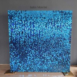 Mavi Işıltılı Pullu Panel 210x210 CM 